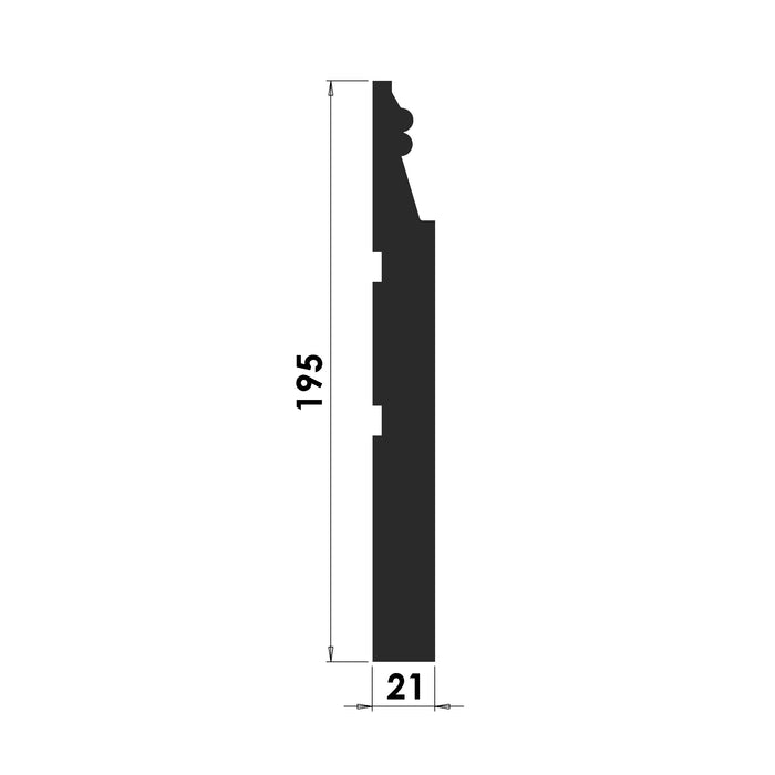 Mini Reeded Skirting Board - 195mm x 21mm - S109