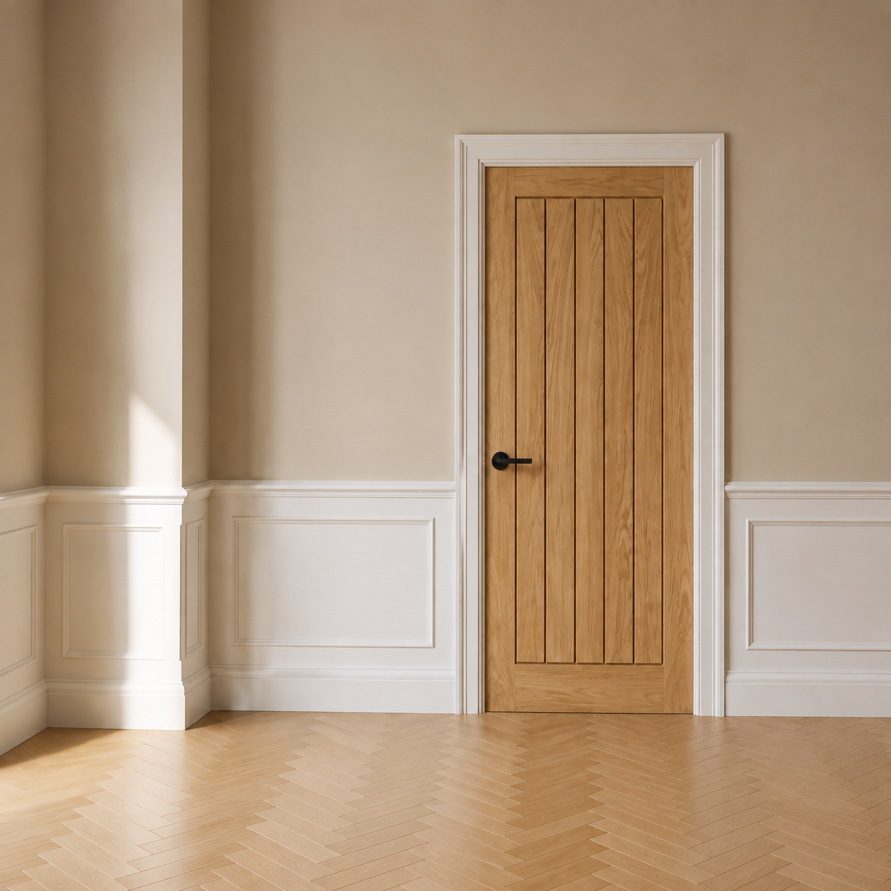 Architraves around timber doorset
