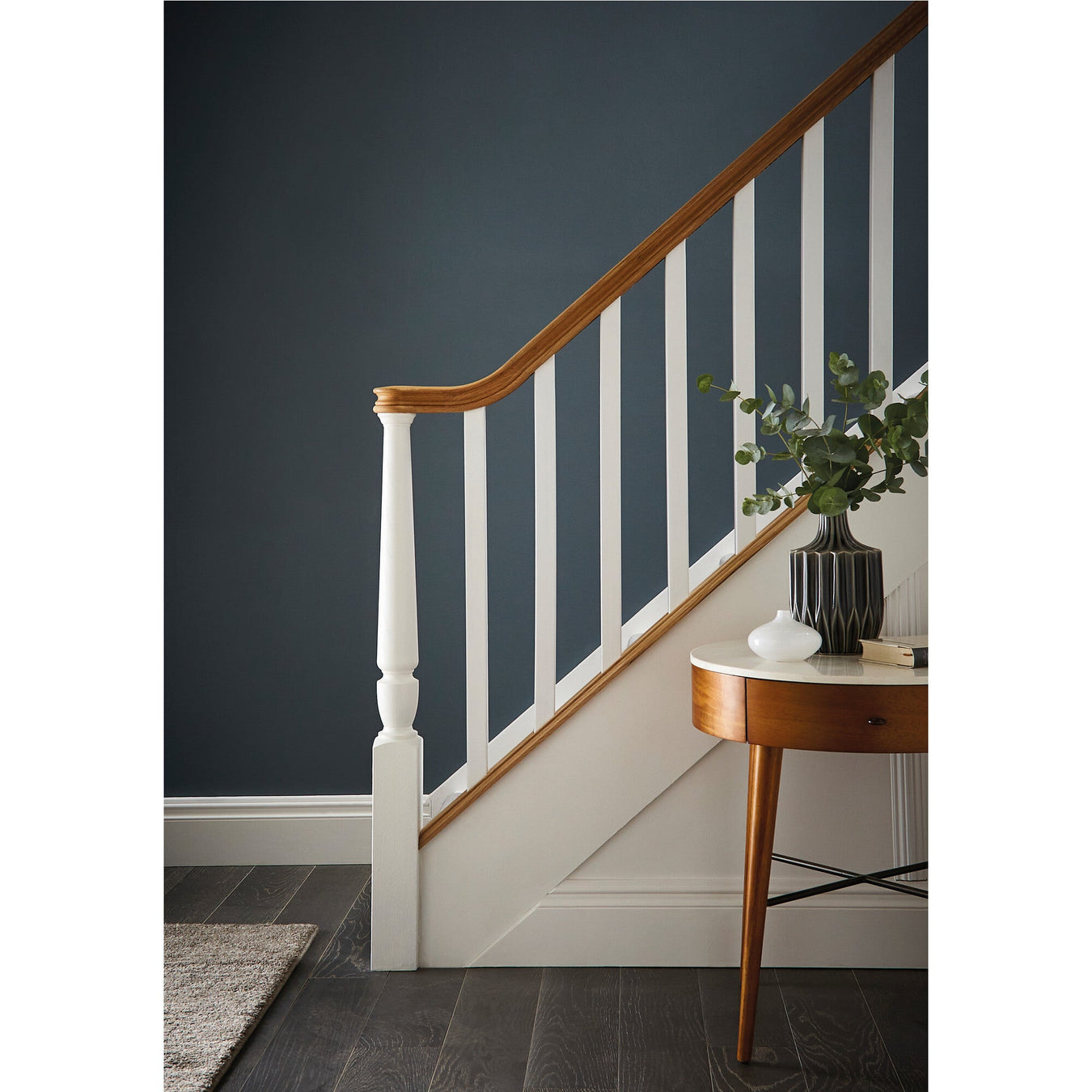 Our classic staircase collection oak baserail and handrail with a painted newel and spindles