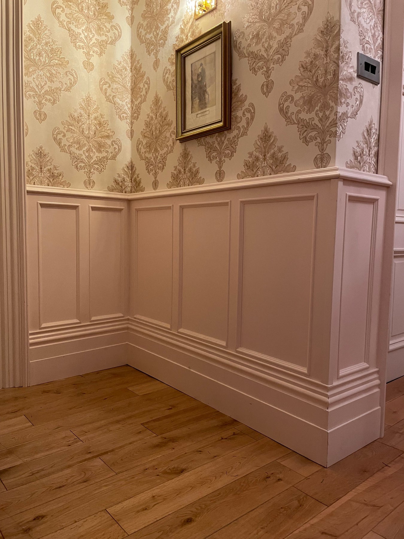 Timber panelling complete with timber bolection mould