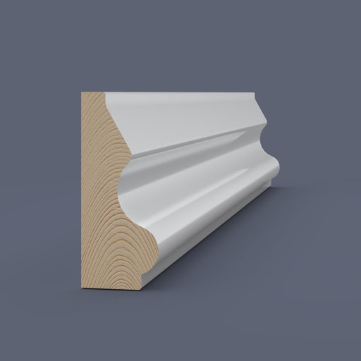 Wooden architectural molding on a dark blue background