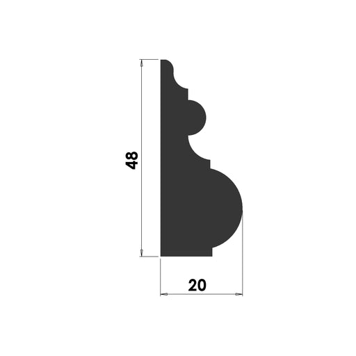Ogee and Bead Panel Bead - 48mm x 20mm - B115