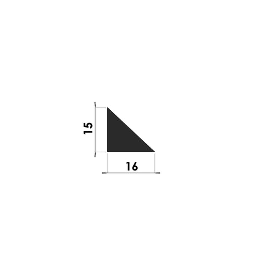 B128 chamfered glazing bead, 15mm x 16mm triangular cross-section profile