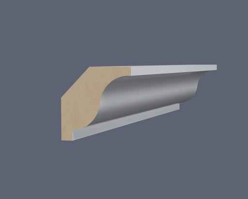 Lambs Tongue cornice C101 with a white primed finish and natural timber end grain.