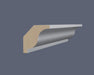 Lambs Tongue cornice C101 with a white primed finish and natural timber end grain.