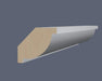 Lambs Tongue cornice C102 with a white primed finish and natural timber end grain.