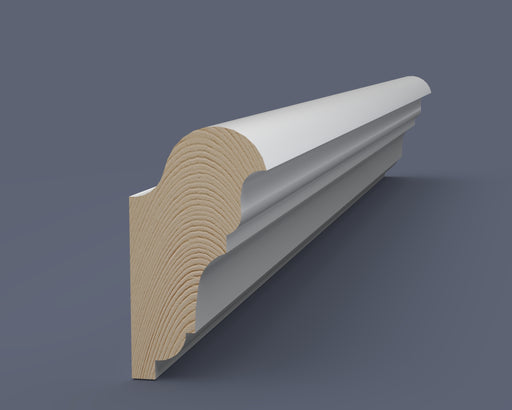 44 x 24mm Victorian ovolo picture rail in solid timber shown in perspective.