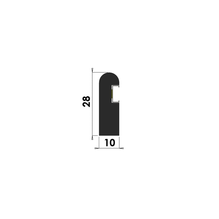 Timber parting bead cross section showing carrier and removable 5.5mm brush pile - 28 x 10