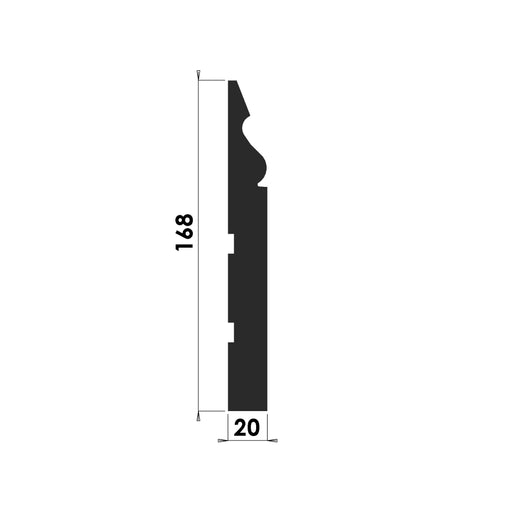 Ogee skirting board S114 profile, 168x20mm mid-height classic moulding for all rooms